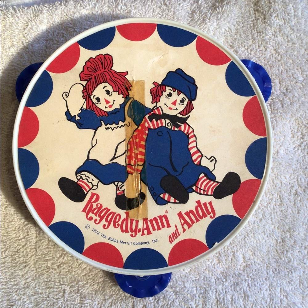 Vintage 1973 Bobbs-Merrill Raggedy Ann & Andy Tambourine.